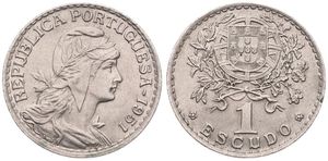 Portugal, Republic, 1 Escudo Copper-Nickel 1951, Liberty head right, KM 578, UNC-