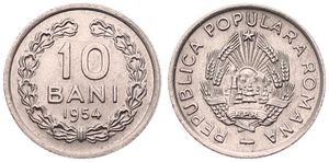 Romania, Peoples Republic, 10 Bani Copper-Nickel 1954, National emblem, KM 84.2, UNC