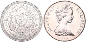 Isle of Man, British Dependency, Elizabeth II, 1 Crown Silver 1979, 300th Anniversary of the Manx Coinage, KM 45a, UNC