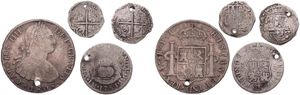 Spain, Kingdom, Mixed Reigns, Nice lot with 4 ancient Spanish silver coins in various grades including better items