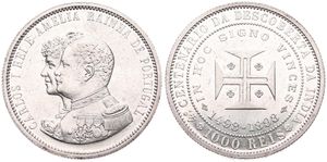 Portugal, Kingdom, Carlos I, 1000 Reis Silver 1898, 400th Anniversary of the Discovery of India, KM 539, A.UNC