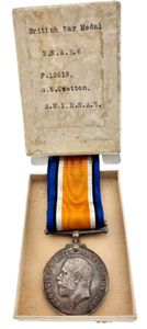 Great Britain, Kingdom, George V, Medal in Silver 1914-1918, British War Medal awarded to F. 12619 G.W. Ozetton. A.M.1 R.N.A.S., With original ribbon, UNC