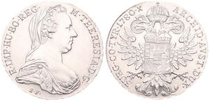 Austria, Empire, Maria Theresia, 1 Thaler Silver 1780 S.F., Mature bust right, KM 23, UNC (Official Restrike !)