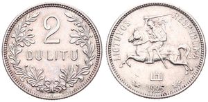 Lithuania, Republic, 2 Litu Silver 1925, National arms, KM 77, XF/AU