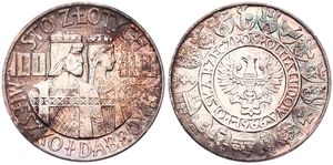 Poland, Probas Coins : 100 Zlotych Silver 1966, Conjoined half figures facing right, KM Pr 146, UNC