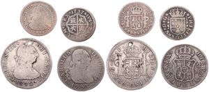 Spain, Kingdom, Mixed Reigns, Very good lot with 4 ancient silver Spanish coins in various grades including special items...