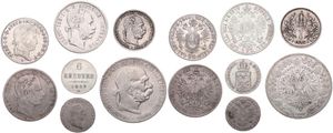 Austria, Empire, Various Reigns, Nice lot with 7 different older silver circulation type coins 1826-1900, F/VF