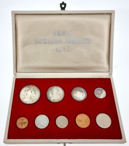 Switzerland, Confederation, Private Coin Set 1967 (9) in original packaging, KM NL, Last Silver Set, UNC