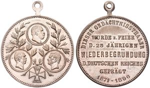 Germany, Empire, Medal in Copper-Nickel 1896, Gedachtnissthaler zu Wiederbegrundung  des Deutschen Reiches, 3 Cameo with Emperors above iron cross / Legend in 7 lines, XF