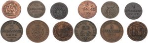 German States, Mixed States, Very nice lot with 6 different older copper circulation type coins including scarcer items, F/VF