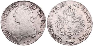 France, Kingdom, Louis XVI, 1 Ecu Silver 1785 (Cow), Uniformed bust left, KM 572 (Bearn), A.VF