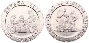 Spain, Kingdom, Juan Carlos I, 200 Pesetas Copper-Nickel 1994, Velasquez and Goya paintings, KM 936, UNC-