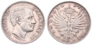 Italy, Kingdom, Vittorio Emanuele III, 1 Lira Silver 1906R, Head right, KM 32, XF