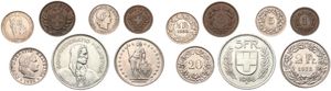 Switzerland, Confederation, Good lot with 7 different older circulation type coins in nice grades including better items...