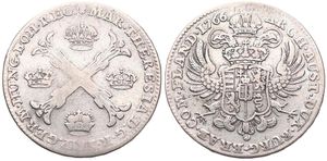 Austrian Netherlands, Maria Theresia, 1 Kronenthaler Silver 1766(b), Floriated cross with crowns at angles / Crowned imperial double headed eagle, KM 21 Brussels, Fine