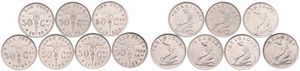 Belgium, Kingdom, Albert I, Good lot with 7 different 50 Centimes nickel coins in various grades including better items or grades...