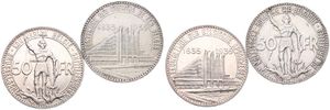 Belgium, Kingdom, Leopold III, Nice lot with 2 different scarcer coins from Leopold III : 50 Francs Silver, World Exposition 1935FR Position B & 1935FL Position B, XF