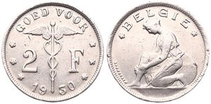 Belgium, Kingdom, Albert I, 2 Francs Nickel 1930FL, Kneeling woman left, Morin 395, SCARCE DATE !, VF