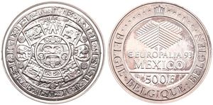Belgium, Kingdom, Albert II, 500 Francs Silver 1993, Europalia Mexico, Morin 857, PROOF