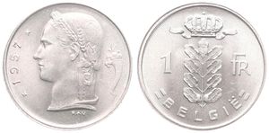 Belgium, Kingdom, Baudouin I, 1 Franc Copper-Nickel 1957FL, Head of Ceres left, Morin 605, UNC !