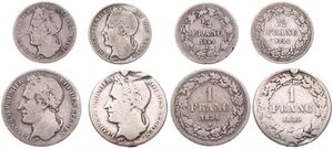 Belgium, Kingdom, Leopold I, Good lot with 4 different 1/2 & 1 Franc silver coins in various grades including better items...