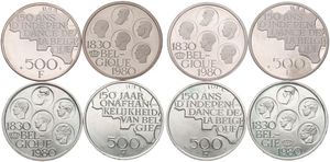 Belgium, Kingdom, Baudouin I, Good lot with 4 different 500 Francs silver coins in high grades including better items...