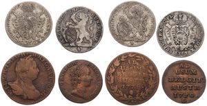 Austrian Netherlands, Mixed Reigns, Very good lot with 4 different ancient circulation type coins from the Austrian Netherlands in various grades including special items...
