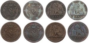 Belgium, Kingdom, Leopold I, Good lot with 4 different 2 Centimes copper coins in various grades including better items...