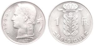 Belgium, Kingdom, Baudouin I, 1 Franc Copper-Nickel 1966FR, Head of Ceres left, Morin 622, UNC !