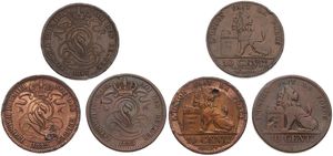 Belgium, Kingdom, Leopold I, Good lot with 3 different 10 Centimes copper coins in various grades including better items...