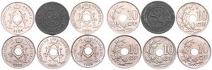 Belgium, Kingdom, Albert I, Good lot with 6 different 10 Centimes copper-nickel coins in nice grades including scarcer dates..