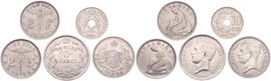 Belgium, Kingdom, Albert I, Good lot with 5 older Belgian coins in various grades. All different SCARCER DATES...