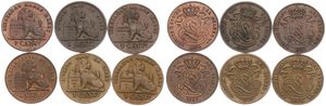 Belgium, Kingdom, Leopold II, Good lot with 6 different 1 Centime copper coins in nice grades including scarcer dates..