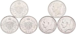 Belgium, Kingdom, Albert I, Good lot with 3 different 20 Francs silver coins in various grades including better items or grades...