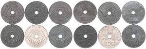 Belgium, Kingdom, Leopold III, Good lot with 6 different 10 Centimes nickel & zinc coins in nice grades including scarcer dates..
