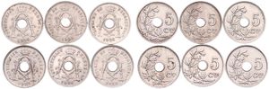 Belgium, Kingdom, Albert I, Good lot with 6 different 5 Centimes copper-nickel coins in nice grades including scarcer dates..