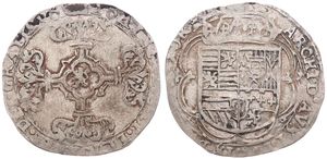 Spanish Netherlands, Albrecht & Isabella, 3 Stuivers Silver 1616, Floriated cross with mintmark in centre / Crowned arms within circle, VH 624.TO - Tournai, Fine