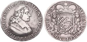 Liege, Bishoperic, Maximilian Henry, 1 Ducatone Silver 1671, Capped bust right / Capped  arms with lion supporters, KM 84 - Liege Mint, VF