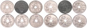 Belgium, Kingdom, Albert I, Good lot with 6 different 25 Centimes copper-nickel coins in nice grades including scarcer dates..