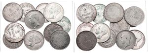 Belgium, Kingdom, Albert I, Good lot with 12 silver 2 Francs coins, mixed dates in various grades... 