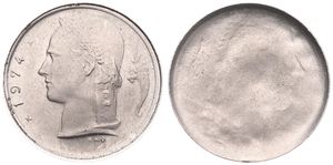 Belgium, Kingdom, Baudouin I, 1 Franc Copper-Nickel 1974, SCARCE ERROR : INCUSE AND UNIFACE COIN, Morin NL, XF