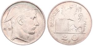 Belgium, Kingdom, Prince Charles, 20 Francs Silver 1950FR, Helmeted head of Mercurius right, Morin 518, XF/AU