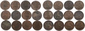 Belgium, Kingdom, Leopold I, Good lot with 12 different 2 Centimes copper coins in various grades including better items...