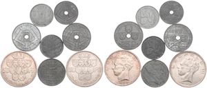 Belgium, Kingdom, Prince Charles, Good lot with 8 different silver & zinc coins in nice grades including scarcer dates..
