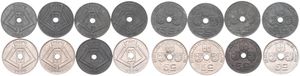 Belgium, Kingdom, Leopold III, Good lot with 8 different 5 Centimes nickel & zinc coins in nice grades including scarcer dates..