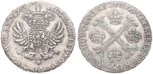 Austrian Netherlands, Maria Theresia, 1/2 Kronenthaler Silver 1769(b), Floriated cross with crowns at angles / Crowned imperial double headed eagle, KM 19 Brussels, A.VF