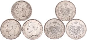 Belgium, Kingdom, Albert I, Good lot with 3 different 20 Francs silver coins in nice grades including scarcer dates..