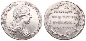 Austrian Netherlands, Joseph II, 1 Liard Silver 1781, Laureate bust right, KM NL Brussels, XF