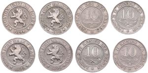 Belgium, Kingdom, Leopold II, Good lot with 4 different 10 Centimes copper-nickel coins in various grades including better items...