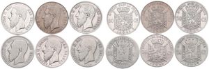 Belgium, Kingdom, Leopold II, Good lot with 6 different 50 Centimes silver coins in various grades including better items or grades...